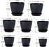 8 Pack Plant Pots Indoor, 19/17.5/16.5/16/14/13/11.5/10cm Stripe Grooves Plastic Flower Pots with Drainage Holes