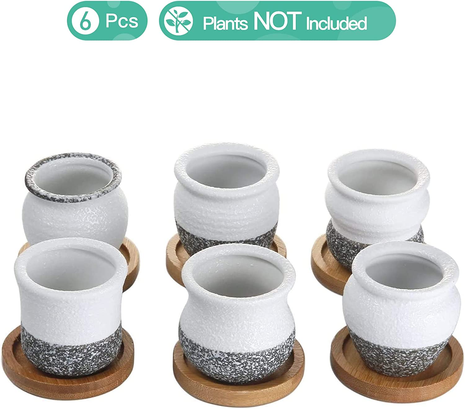 Pack of 6 Ceramic Mini Korea Style 6cm Snow Serial Full Set succulent Plant Pots