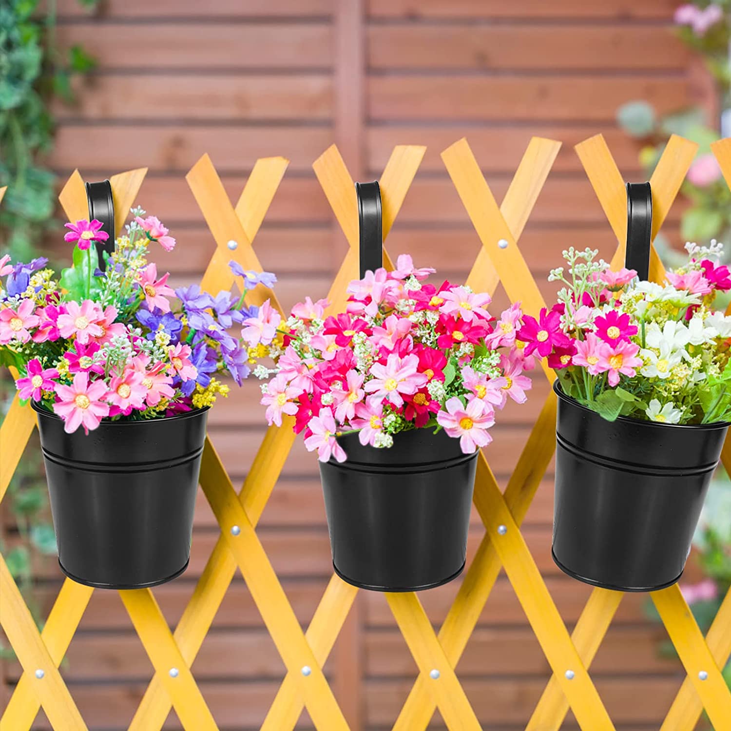 10pcs Hanging Flower Pots, Metal Iron Wall Planter Indoor/Outdoor for Railing Fence Balcony